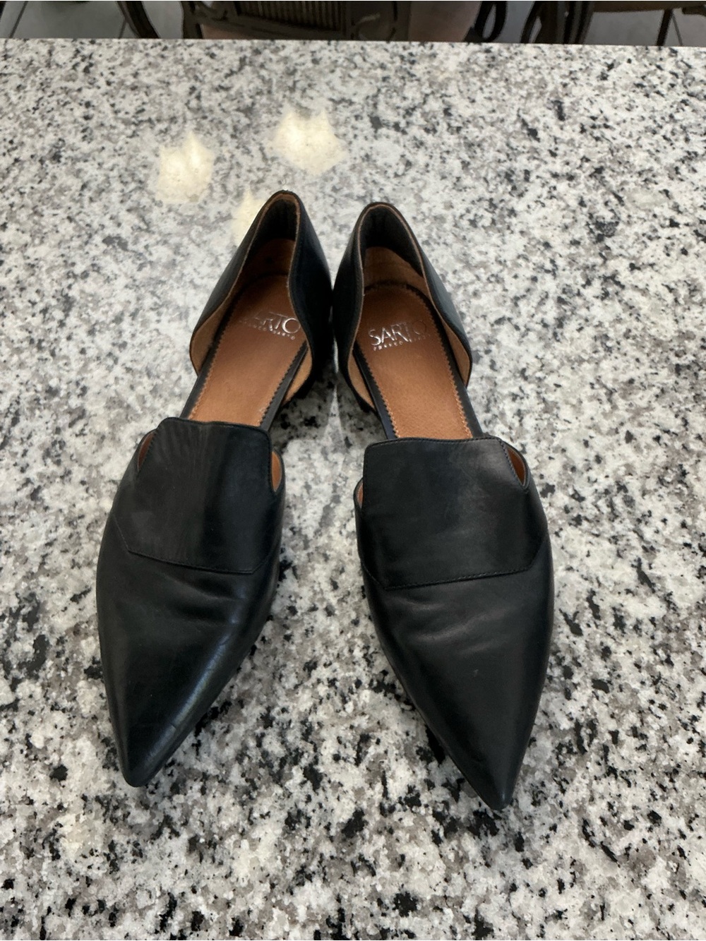 Franco Sarto Black Pointed D'Orsay Loafers